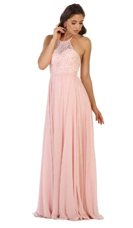 May Queen - MQ1507 Sleeveless Halter Neck Evening Dress - 1 pc Blush In Size 14 Available Tunics Spring floral May Queen - MQ1507 Sleeveless Halter Neck Evening Dress - 1 pc Blush In Size 14 Available Tunics Spring floral