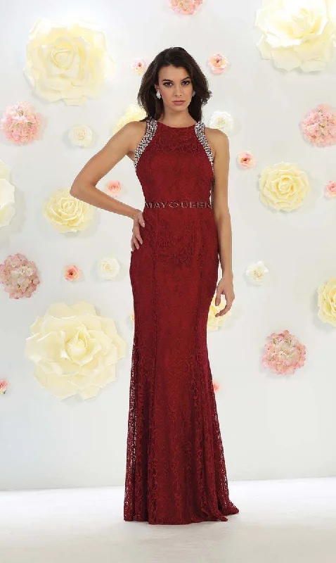 May Queen Rhinestone Embellished Lace Evening Dress MQ1475 - 1 pc Burgundy In Size 8 Available Tunics Seasonal trendy May Queen Rhinestone Embellished Lace Evening Dress MQ1475 - 1 pc Burgundy In Size 8 Available Tunics Seasonal trendy