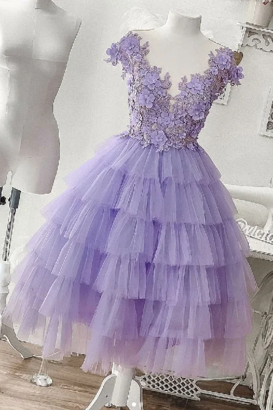 Purple tulle short prom dress, purple evening dress Tunics Designer luxury