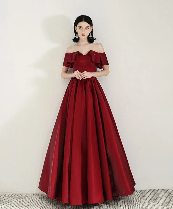 Simple Sweetheart Satin Burgundy Long Prom Dress Evening Dress Tunics Cozy comfortable