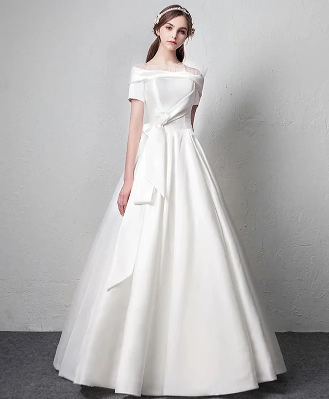 White Satin Long Prom Dress White Long Evening Dress Tunics Wedding white