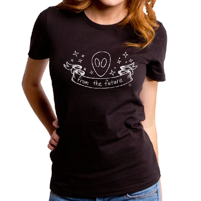 From The Future Women's T-Shirt V-Neck T-Shirt Long Sleeve Cotton
