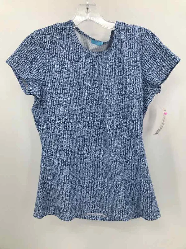 Pre-Owned J Mclaughlin Blue Size Small Printed T-shirt Real Fur Shearling Chenille