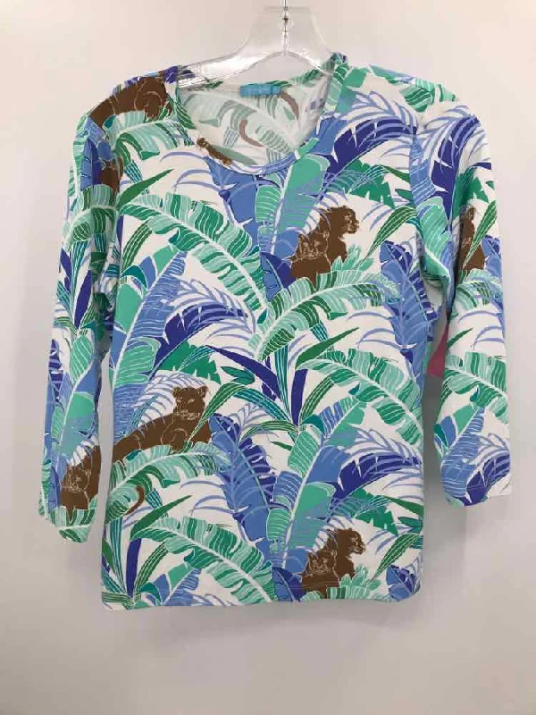 Pre-Owned J Mclaughlin Blue Size XS Printed T-shirt Elegant Classic Vintage