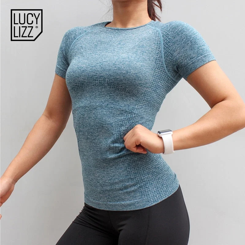 Lucylizz Fitness Women Seamless Sport Shirt Sports Wear For Women Gym Running Top Short Sleeve Yoga Workout Tops Knit Fabric Woven Fabric Fleece Fabric Lucylizz Fitness Women Seamless Sport Shirt Sports Wear For Women Gym Running Top Short Sleeve Yoga Workout Tops Knit Fabric Woven Fabric Fleece Fabric