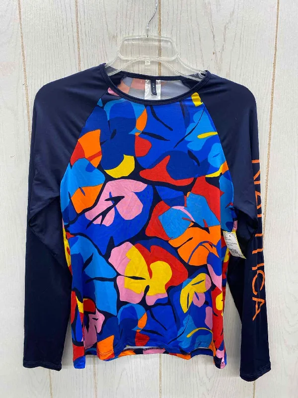 Nautica Blue Womens Size Small Shirt Boxy Fit Fitted Loose