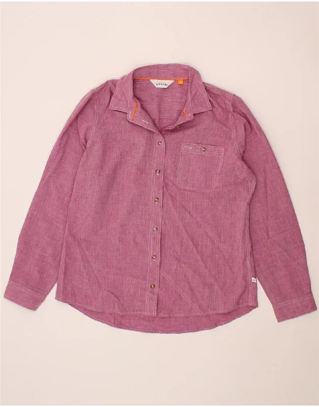 ORVIS Womens Shirt UK 14 Medium Pink Cotton Plaid T-Shirt Polka Dot Checkered