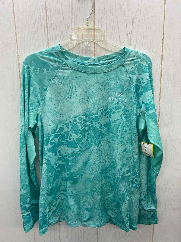 RealTree Green Womens Size M Shirt Collared T-Shirt Boat Neck A-Line