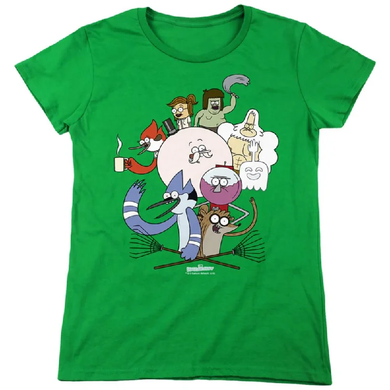 Regular Show Regular Cast Women's 18/1 Cotton Short-Sleeve T-Shirt Hooded Caped Shawl Collar Regular Show Regular Cast Women's 18/1 Cotton Short-Sleeve T-Shirt Hooded Caped Shawl Collar