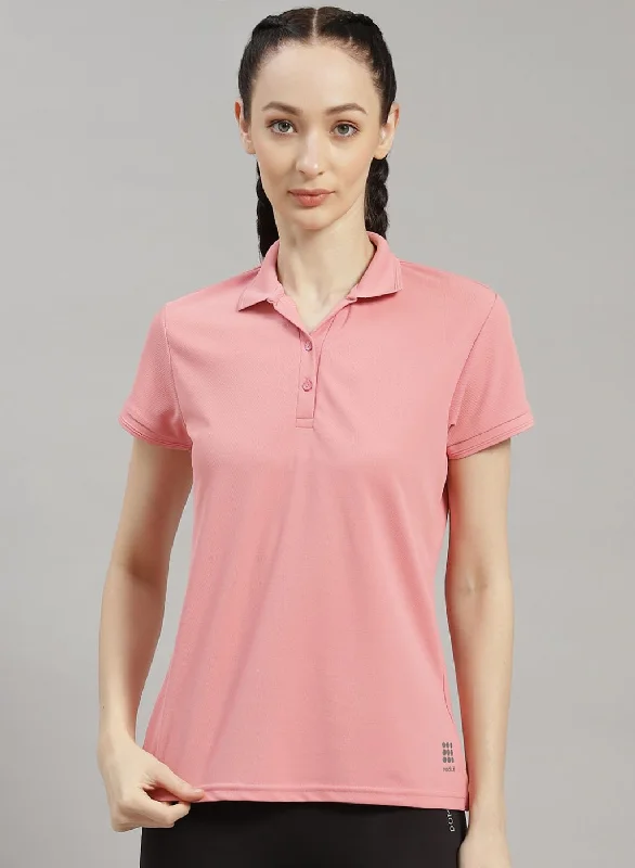Women Pink Solid T-Shirt Thin T-Shirt Open Front Quick Dry