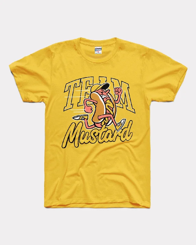 Team Mustard Hot Dog Derby Yellow T-Shirt Graphic T-Shirt Round Neck Polyester