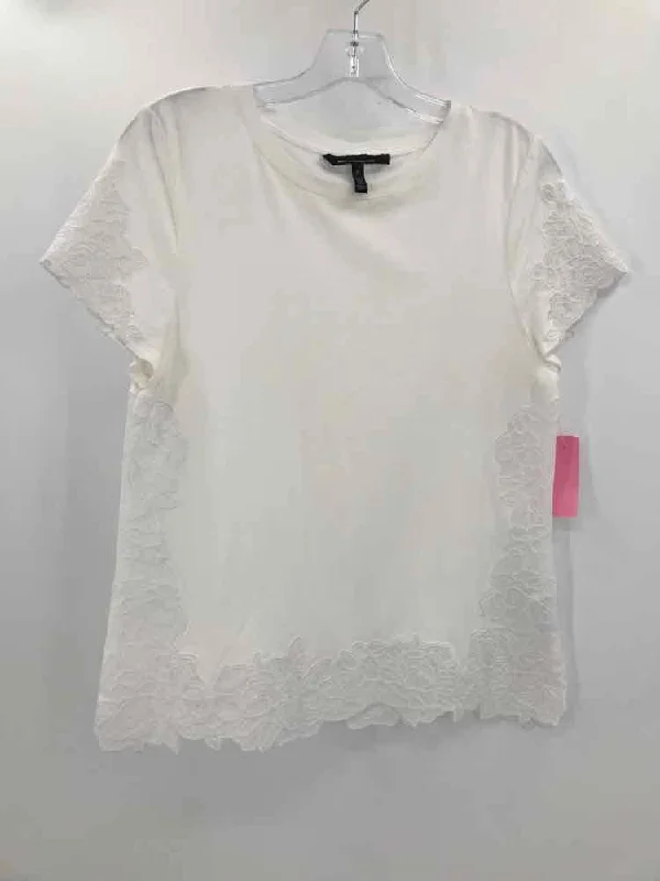 Pre-Owned WHBM White Size Medium T-shirt Real Fur Shearling Chenille