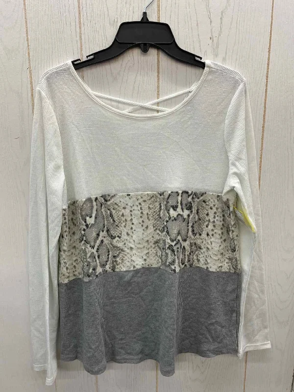 White Birch White Womens Size M Shirt Fleece Nylon Spandex