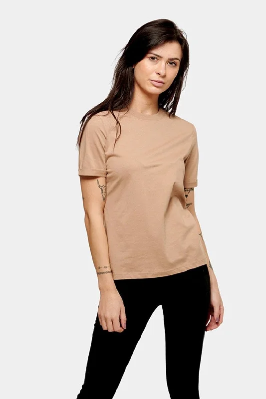 Boyfriend Tee - Sand Collared Crew Neck Turtle Neck