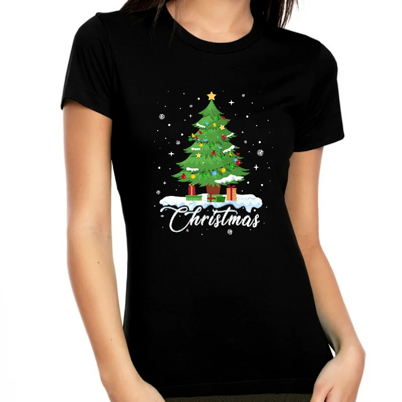 Cute Christmas Shirts for Women Family Christmas Tshirts Christmas Tree Christmas Matching Shirt Cozy Warm Stylish