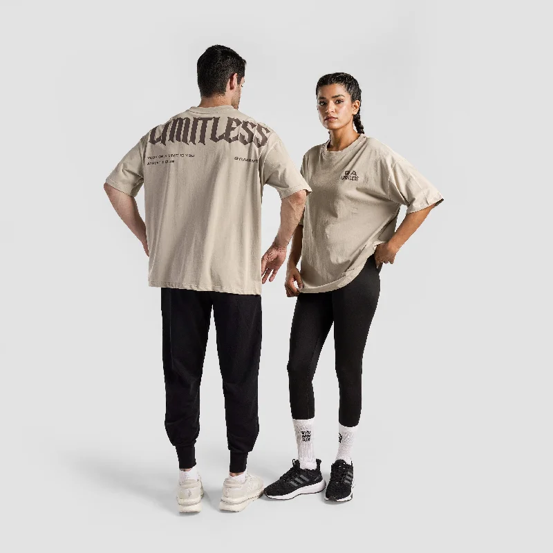 GA Limitless Oversized Tee (Beige) Mesh Blend Leather Blend Suede Blend