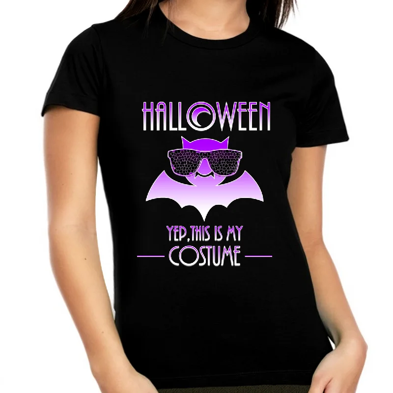 Halloween Shirts for Women Plus Size 1X 2X 3X 4X 5X Purple Bat Halloween Costumes for Plus Size Women Ribbed Striped Patterned