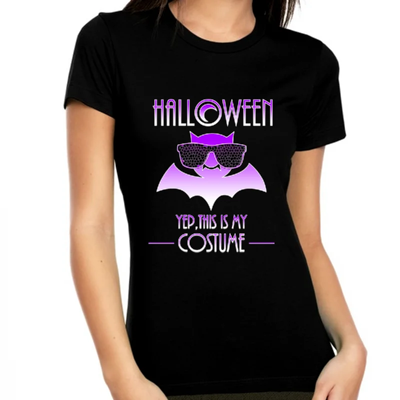 Halloween Shirts for Women Halloween Clothes for Women Purple Bat Womens Halloween Shirts Halloween Tops Mesh Canvas Denim