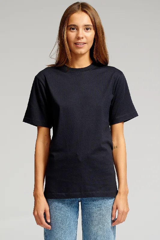 Oversized T-shirt - Navy Denim Fabric Leather Fabric Suede Fabric