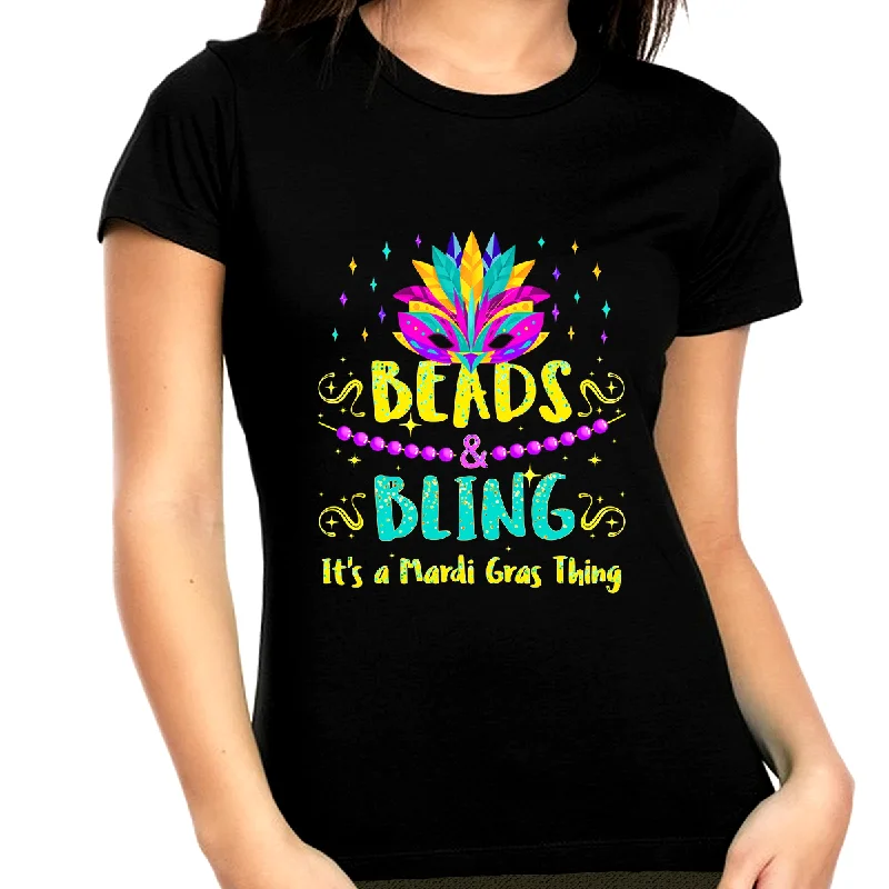 Plus Size Mardi Gras Shirt Beads and Bling It's a Mardi Gras Thing Mardi Gras Outfit for Women Plus Size Casual Formal Business