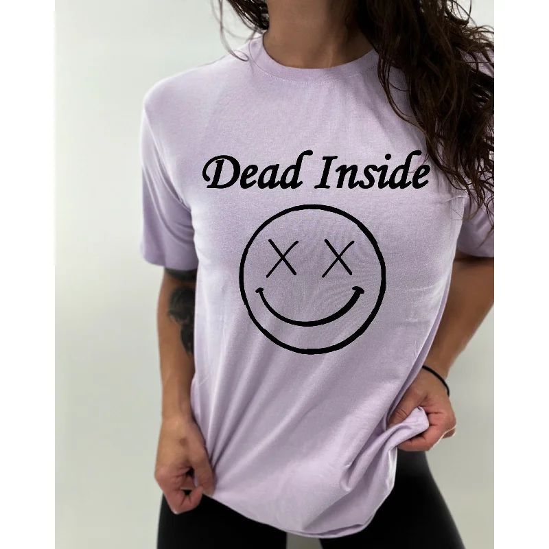 Salty Savage Ladies “Dead Inside” Oversized Boyfriend Tee Lace Blend Ribbed Blend Corduroy Blend