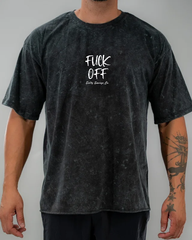 Salty Savage Unisex “Fuck Off" Oversized Tall Crew Tee | Micro Elasticated Padded Insulated