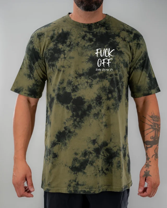 Salty Savage Unisex “Fuck Off” Oversized Tie Dye Crew Tee | Basic Fashionable Trendy Casual