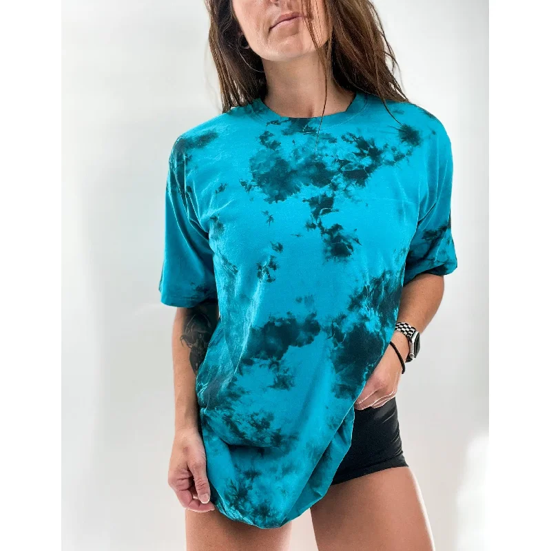 Salty Savage Unisex Oversized Tie Dye Crew Tee Wool Fabric Cashmere Fabric Tweed Fabric