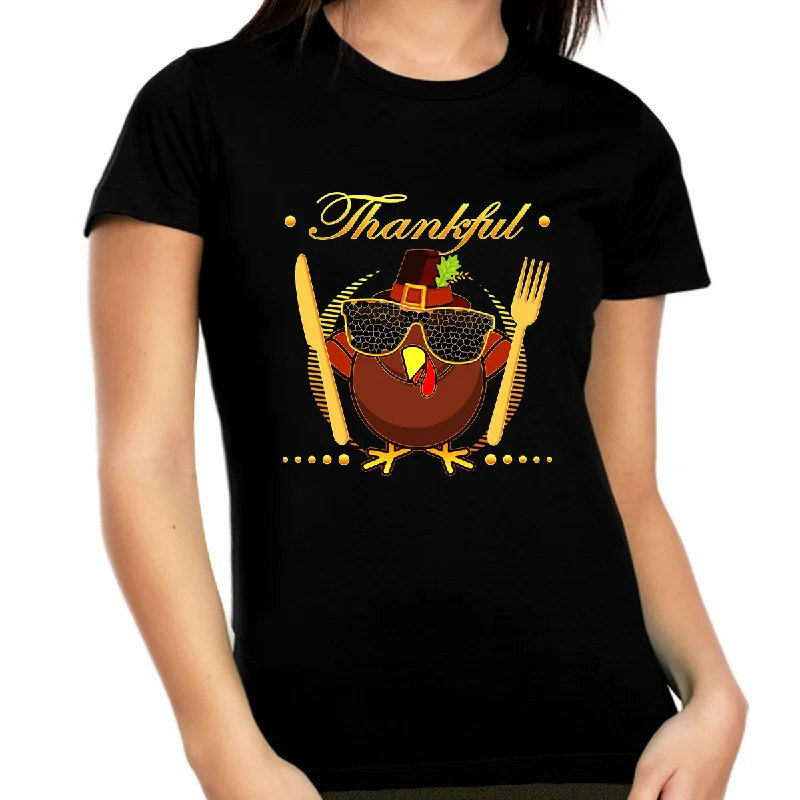 Thankful Shirt for Women for Women Plus Size 1X 2X 3X 4X 5X Funny Turkey Thanksgiving Shirts for Women Fleece Fabric Down Fabric Feather Fabric