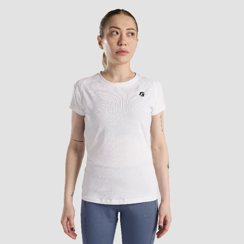 Tone Up Tee (White) Embroidered Appliqued Beaded