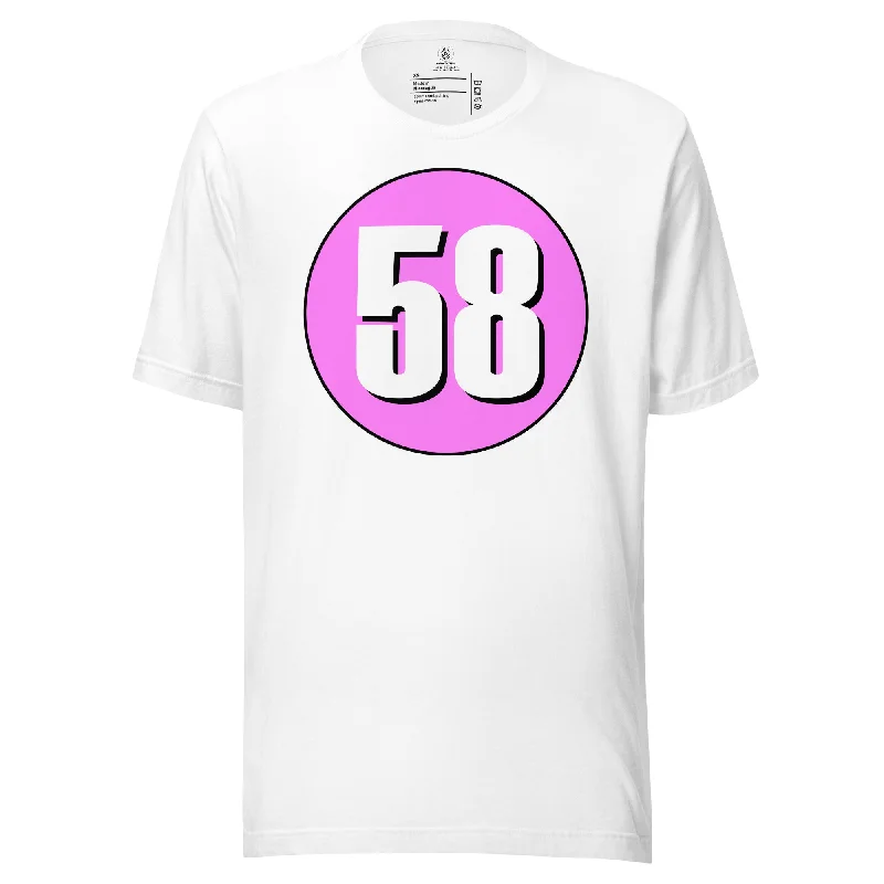 Unisex t-shirt: White on Pink 58 Boxy Fit Fitted Loose