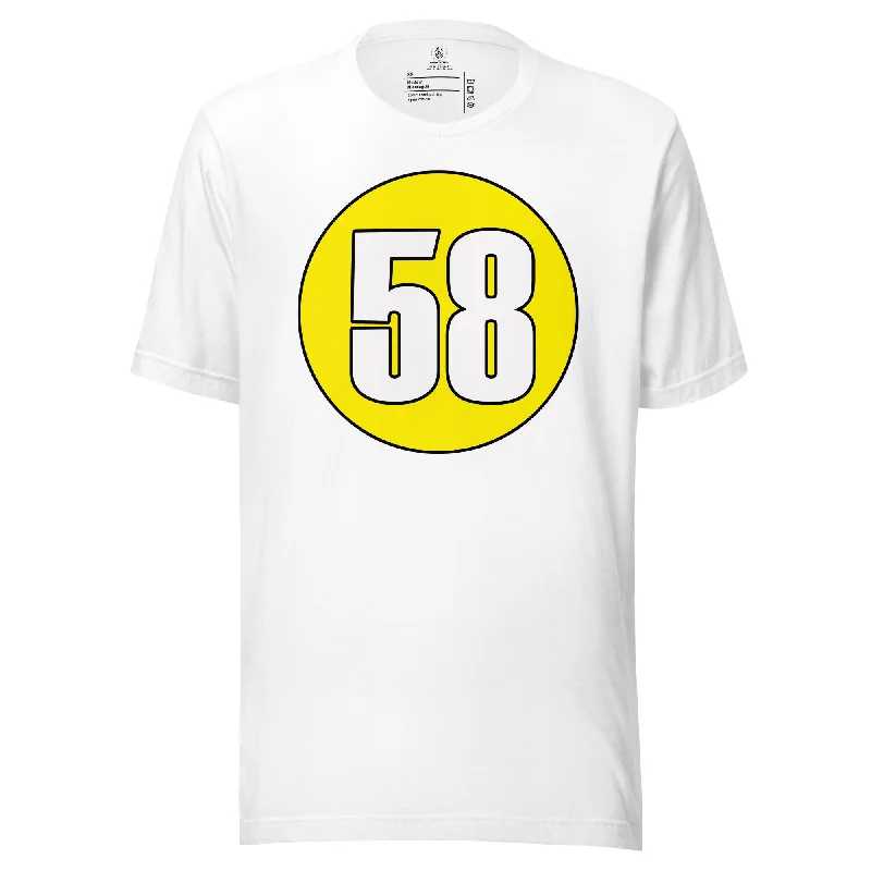 Unisex t-shirt: White on Yellow 58 Silk Blend Satin Velvet