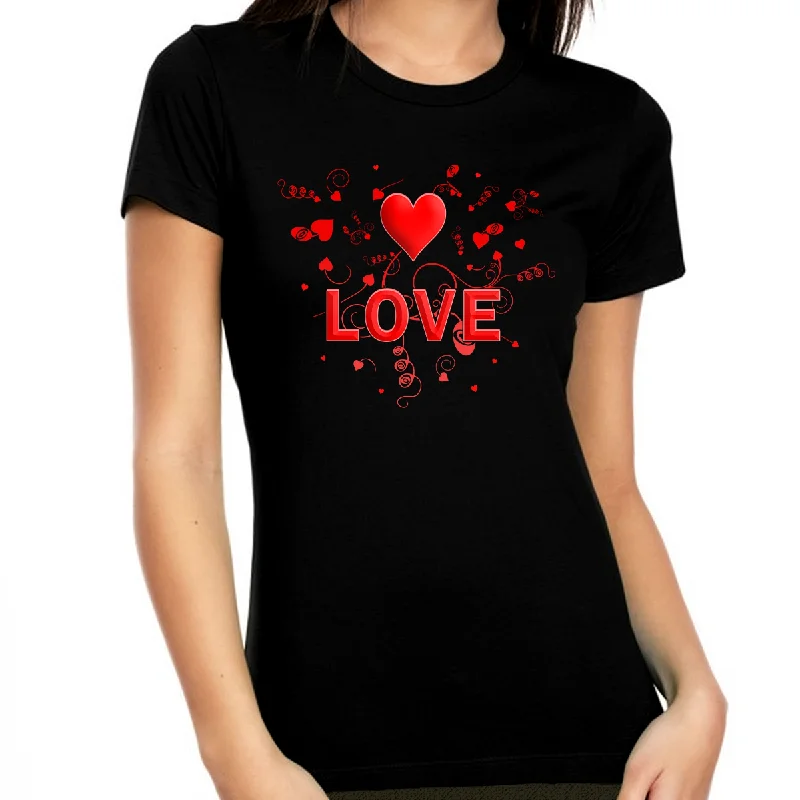 Valentine Shirts for Women Heart Shirts Love Tees Valentine Shirt Valentines Day Gifts for Her Elasticated Padded Insulated